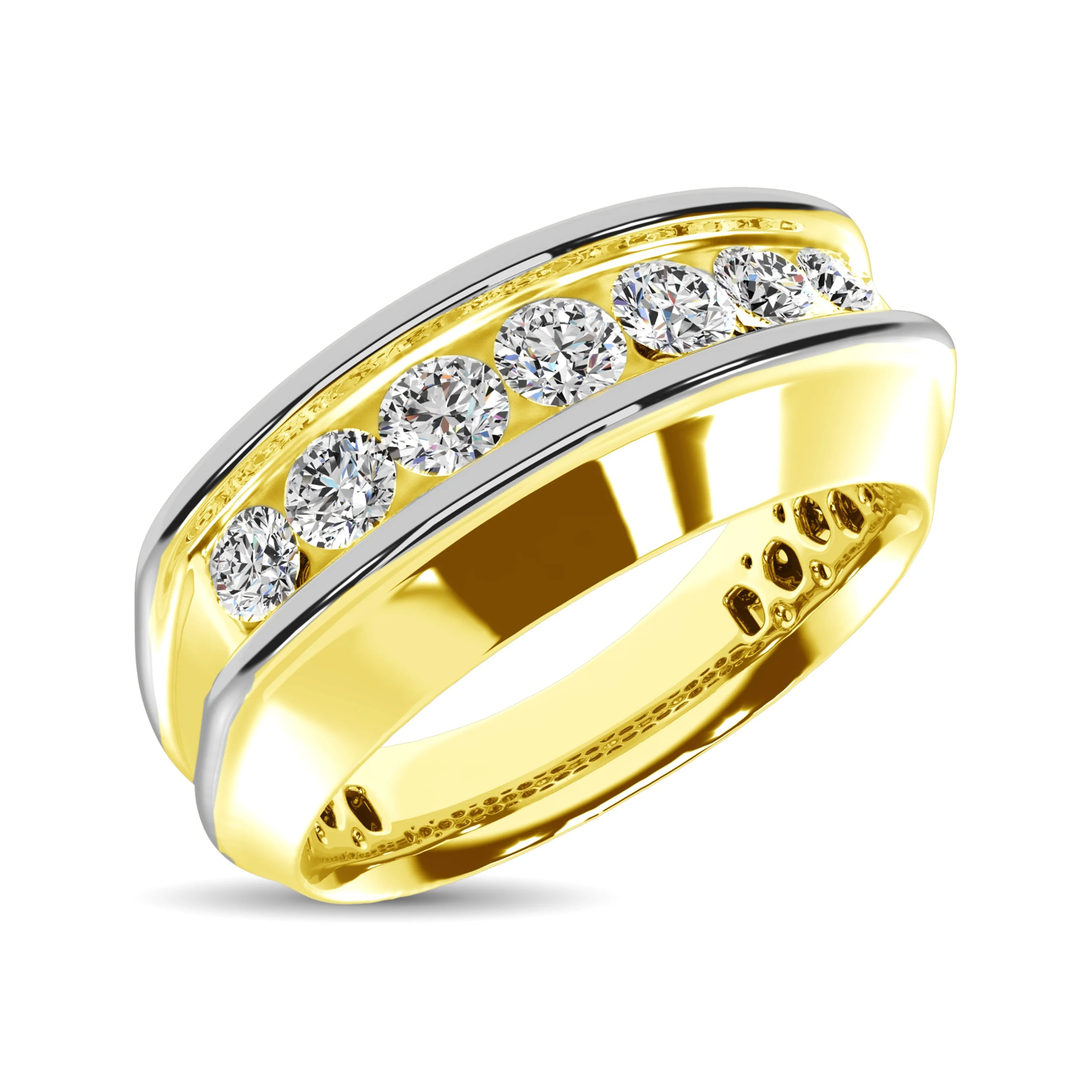 Men's 2-Tone Diamond Band - 0.50 Carats in 10KT Gold