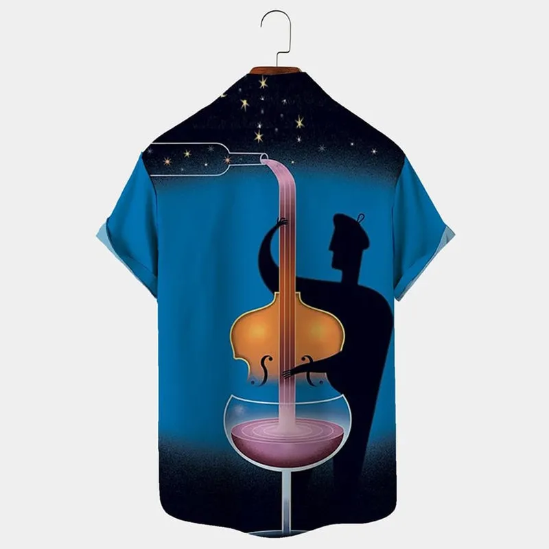 Men's Music Element Print Casual Vacation Shirt