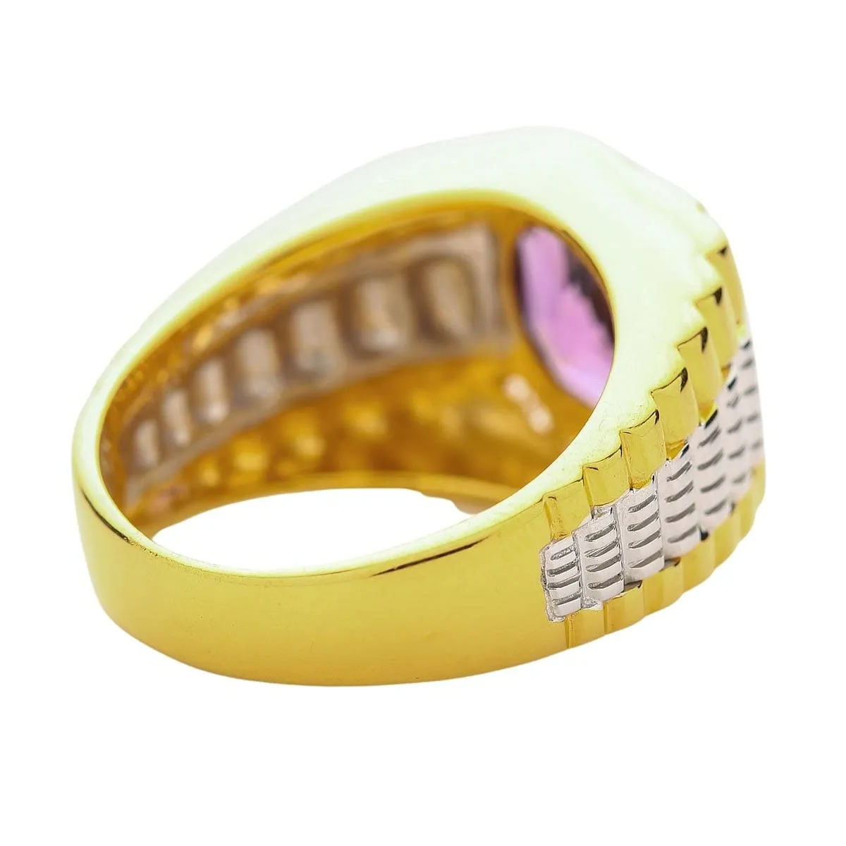 Mens Yellow Gold Amethyst Rolex Ring