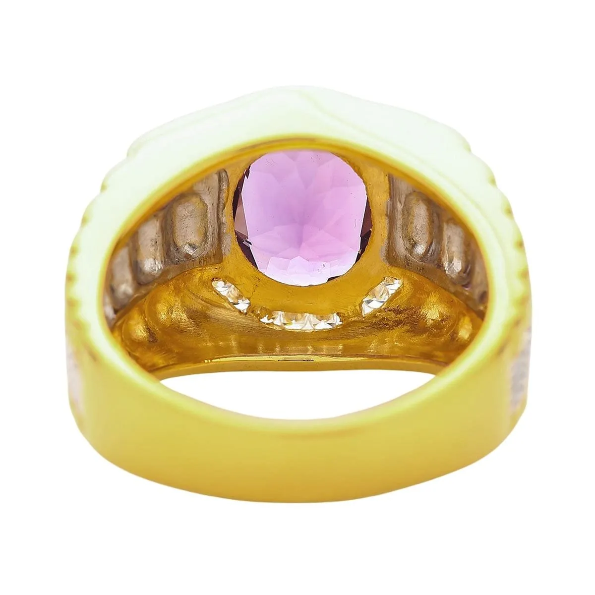 Mens Yellow Gold Amethyst Rolex Ring
