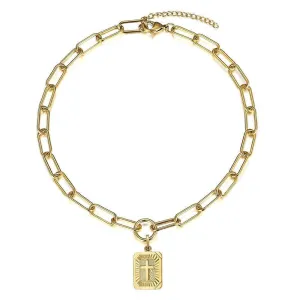 Miami Cross Square Rolo Box Chain Choker Necklace
