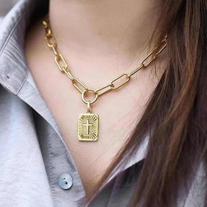 Miami Cross Square Rolo Box Chain Choker Necklace