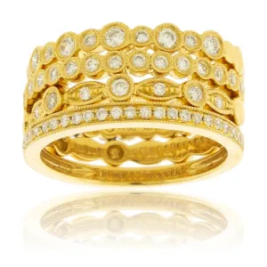 Milgrain Style Bezel Set Stackable Bands