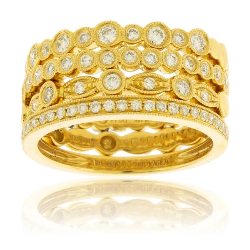 Milgrain Style Bezel Set Stackable Bands