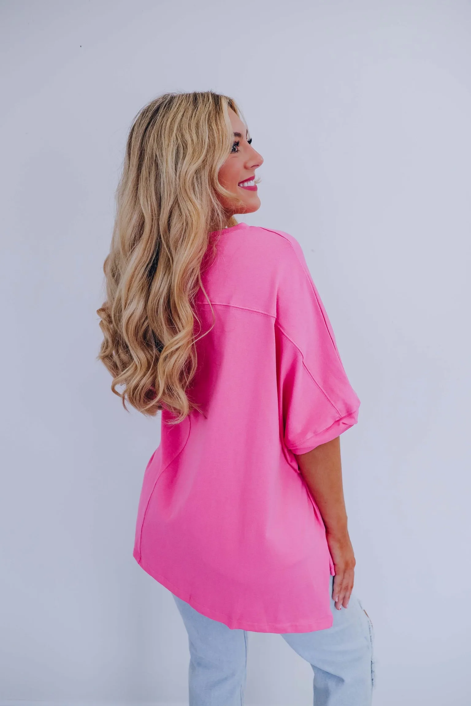 Mod Floral Sequin Patch Oversized Top - 2 Colors