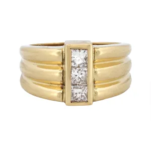 Modern Diamond Statement Ring in 18k Yellow Gold Signed JS