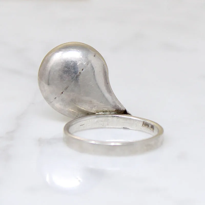 Mysterious Modernist Sterling Silver Swoop Ring