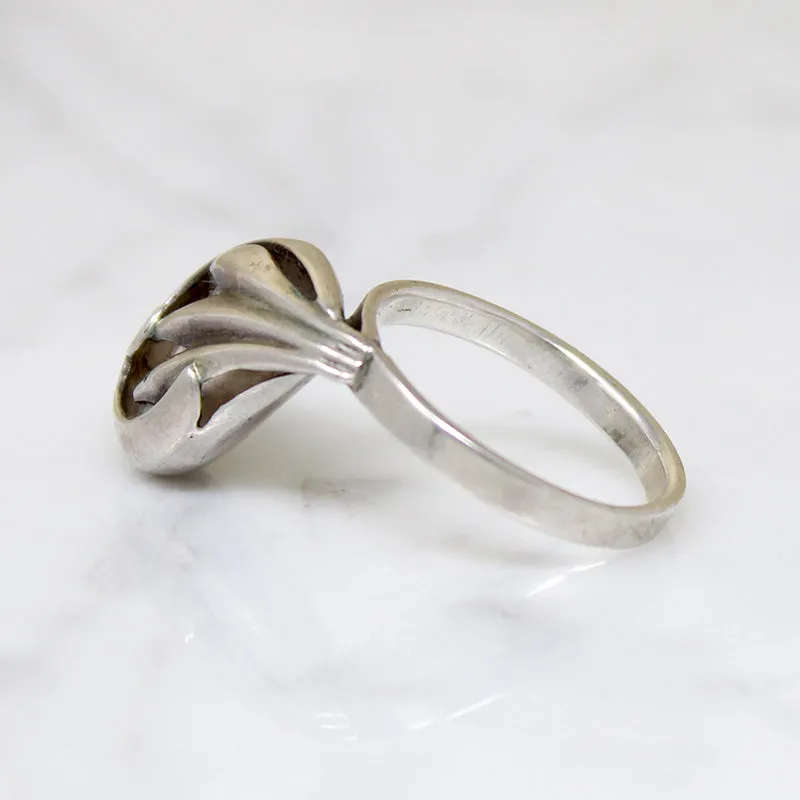 Mysterious Modernist Sterling Silver Swoop Ring