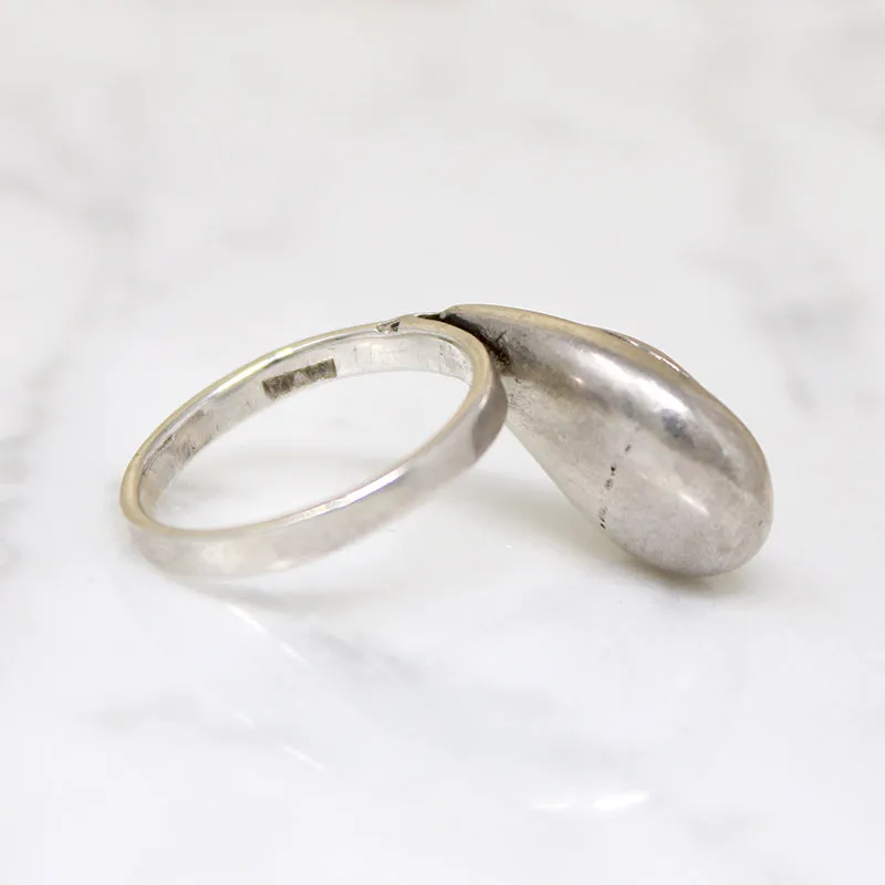Mysterious Modernist Sterling Silver Swoop Ring