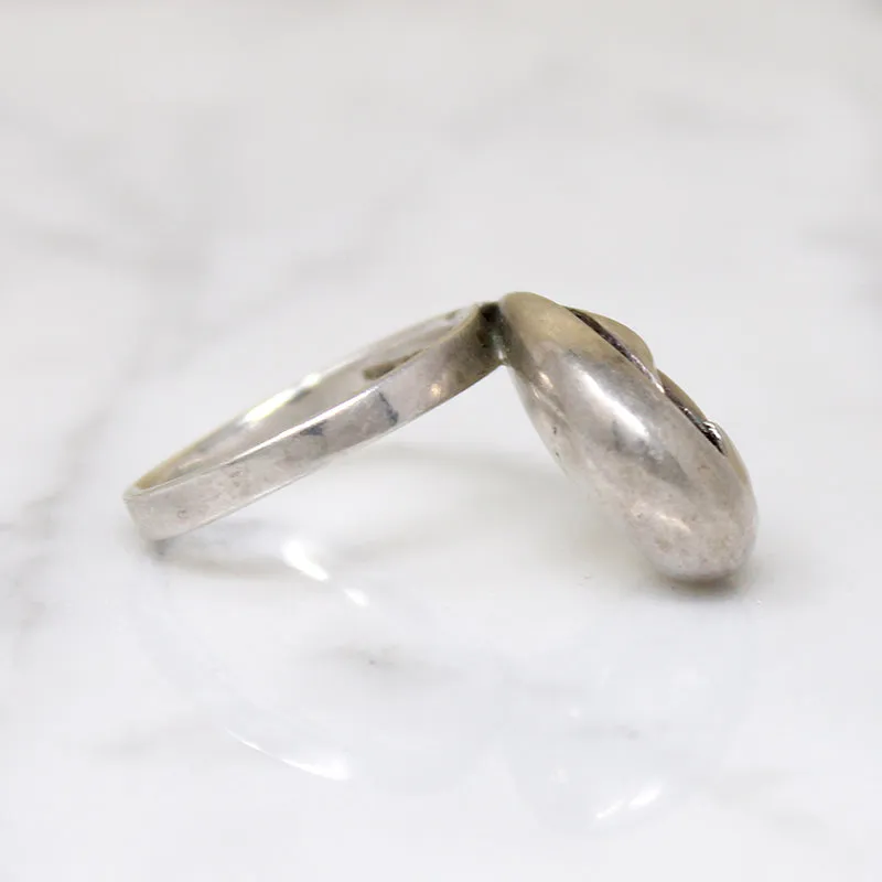 Mysterious Modernist Sterling Silver Swoop Ring