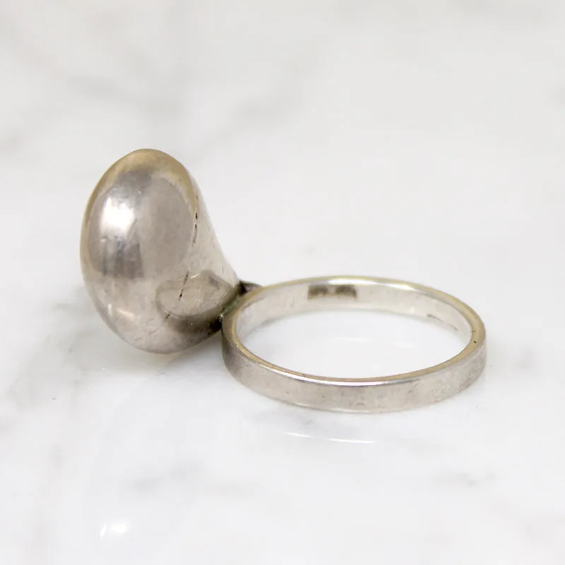 Mysterious Modernist Sterling Silver Swoop Ring