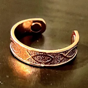 'Mysterious Ways' Copper Ring with Magnets - Christian Fish Symbol