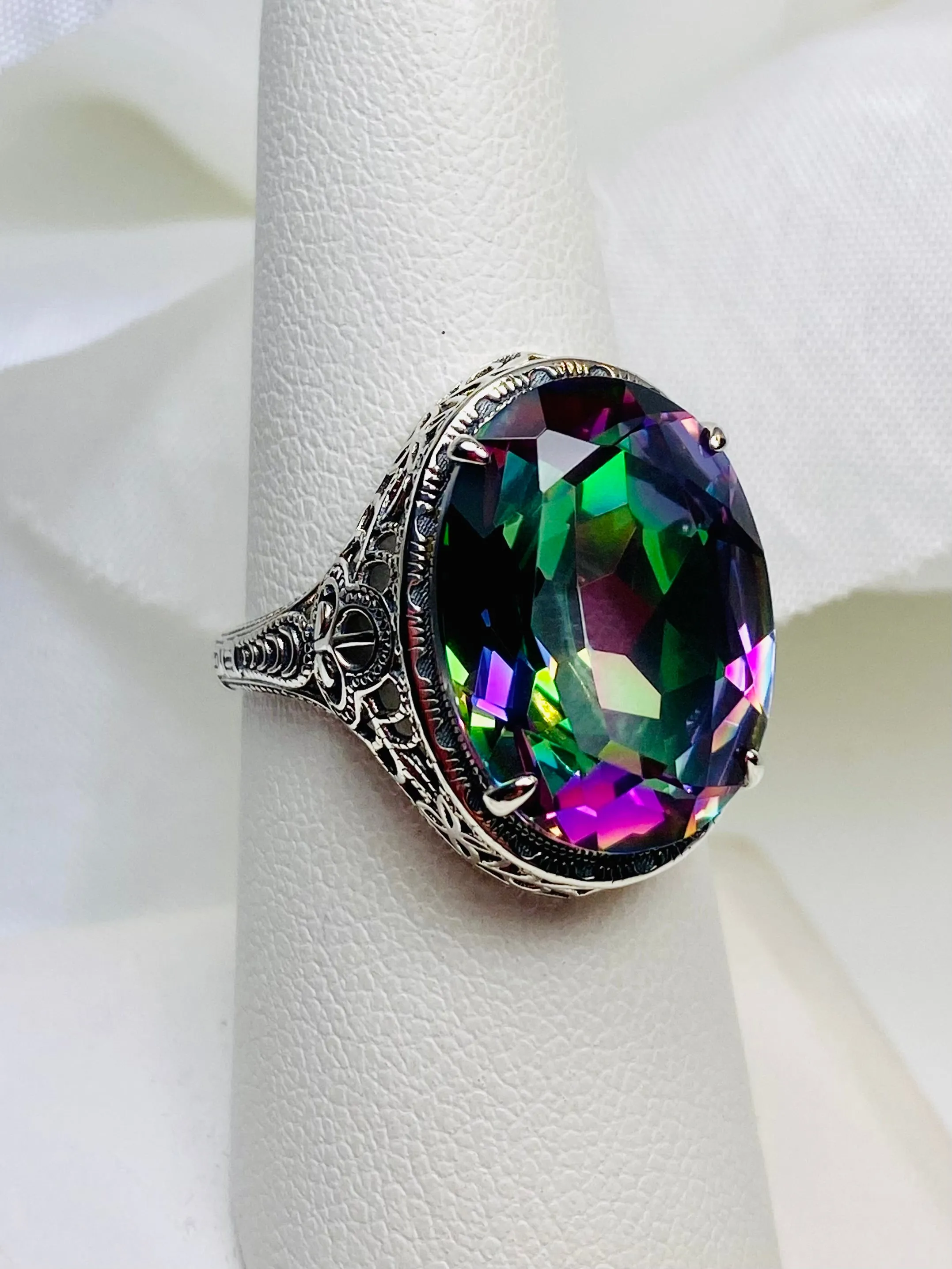 Mystic Topaz Persian Ring, Art Deco Vintage Revival Jewelry #D230