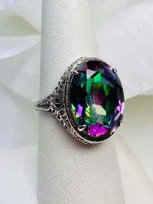Mystic Topaz Persian Ring, Art Deco Vintage Revival Jewelry #D230