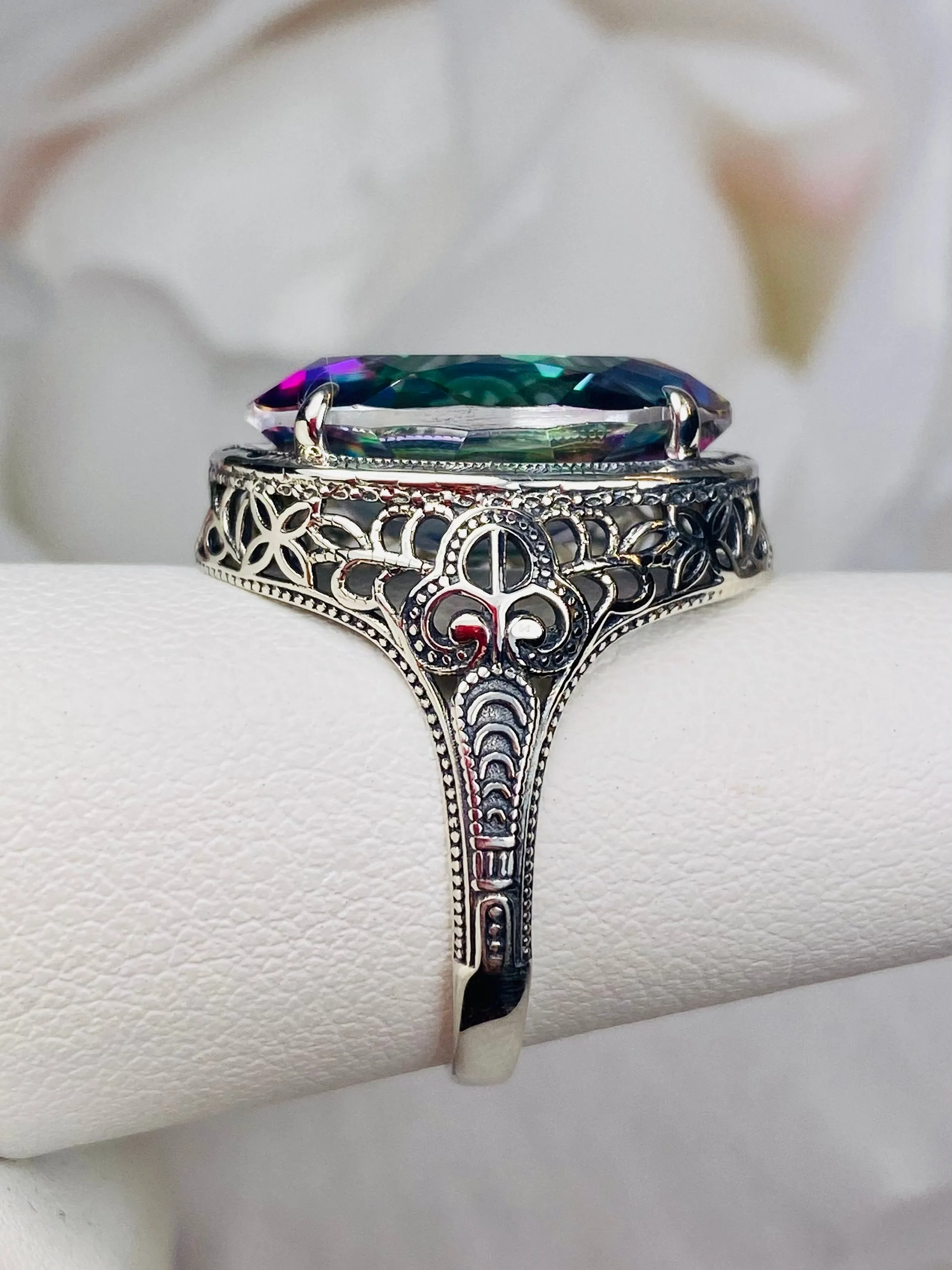 Mystic Topaz Persian Ring, Art Deco Vintage Revival Jewelry #D230