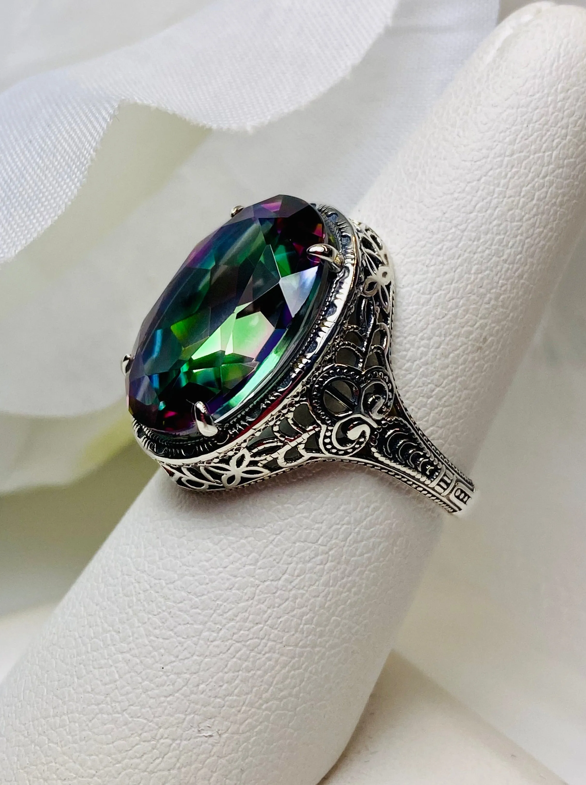 Mystic Topaz Persian Ring, Art Deco Vintage Revival Jewelry #D230