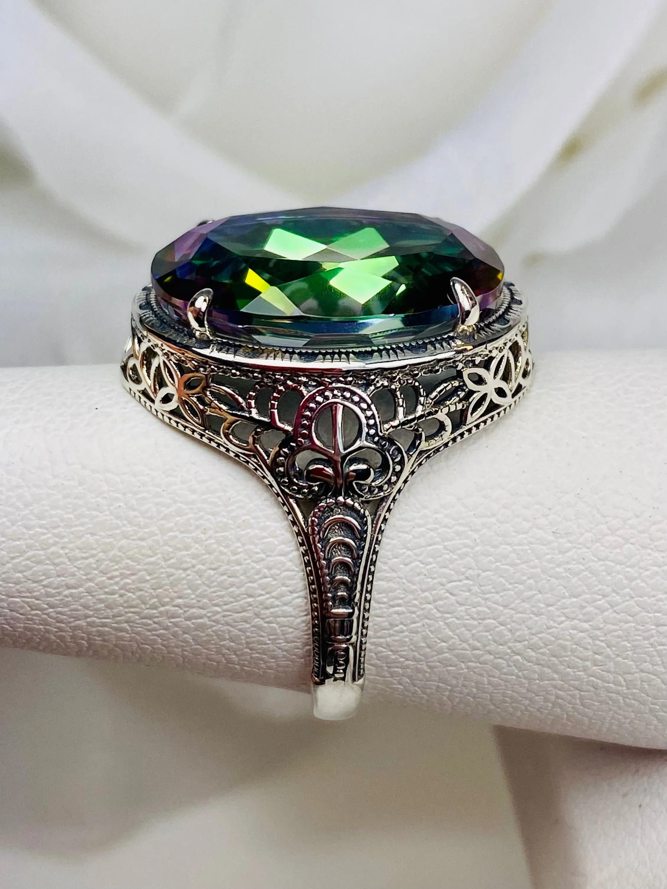 Mystic Topaz Persian Ring, Art Deco Vintage Revival Jewelry #D230