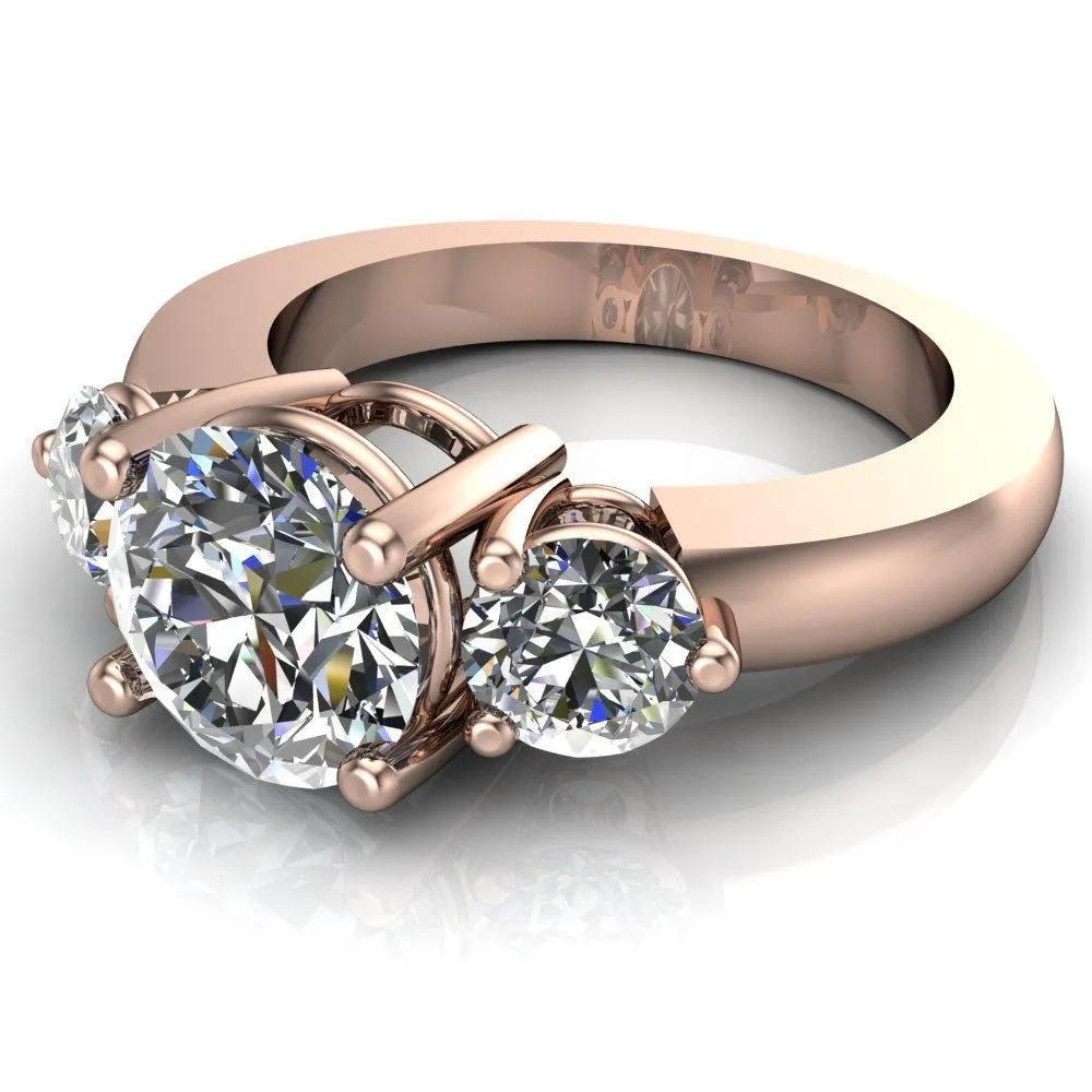Natale Round Center Stone Timeless Setting Trinity Engagement Ring