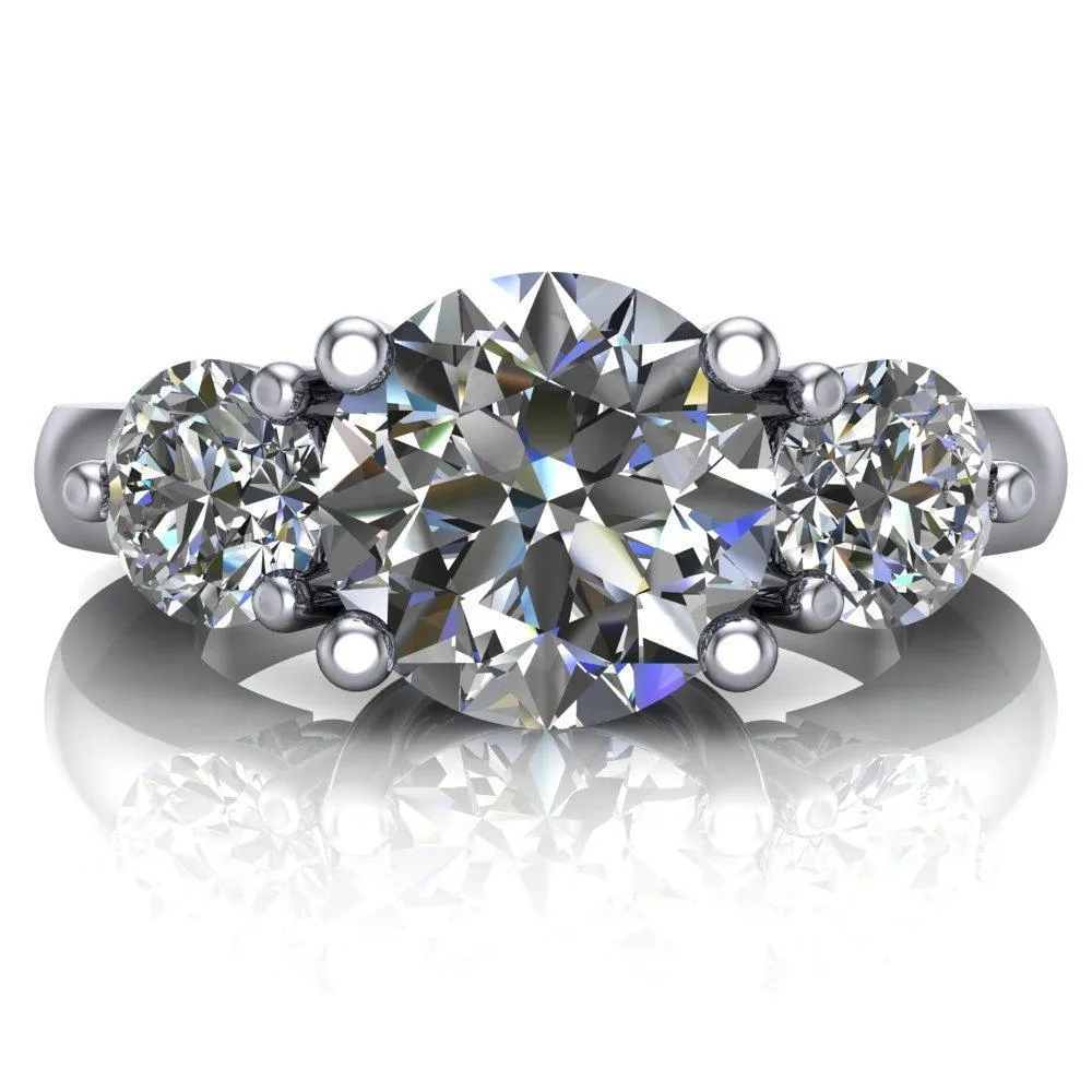 Natale Round Center Stone Timeless Setting Trinity Engagement Ring