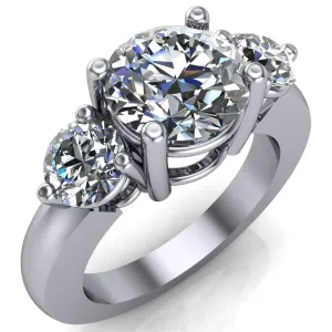 Natale Round Center Stone Timeless Setting Trinity Engagement Ring