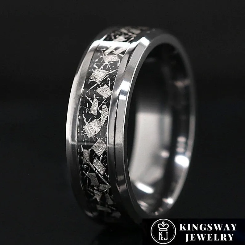 Natural Meteorite Band for Men | Unique Men’s Wedding Band