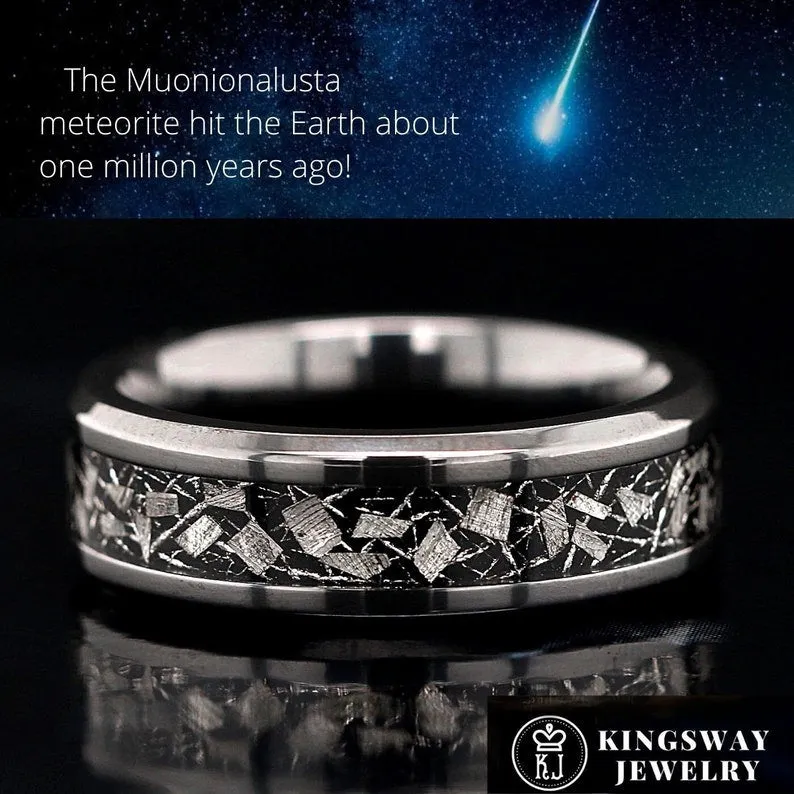 Natural Meteorite Band for Men | Unique Men’s Wedding Band