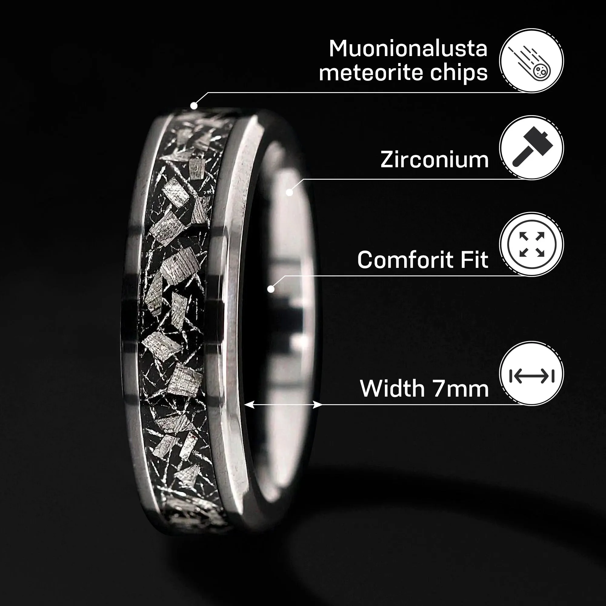 Natural Meteorite Band for Men | Unique Men’s Wedding Band
