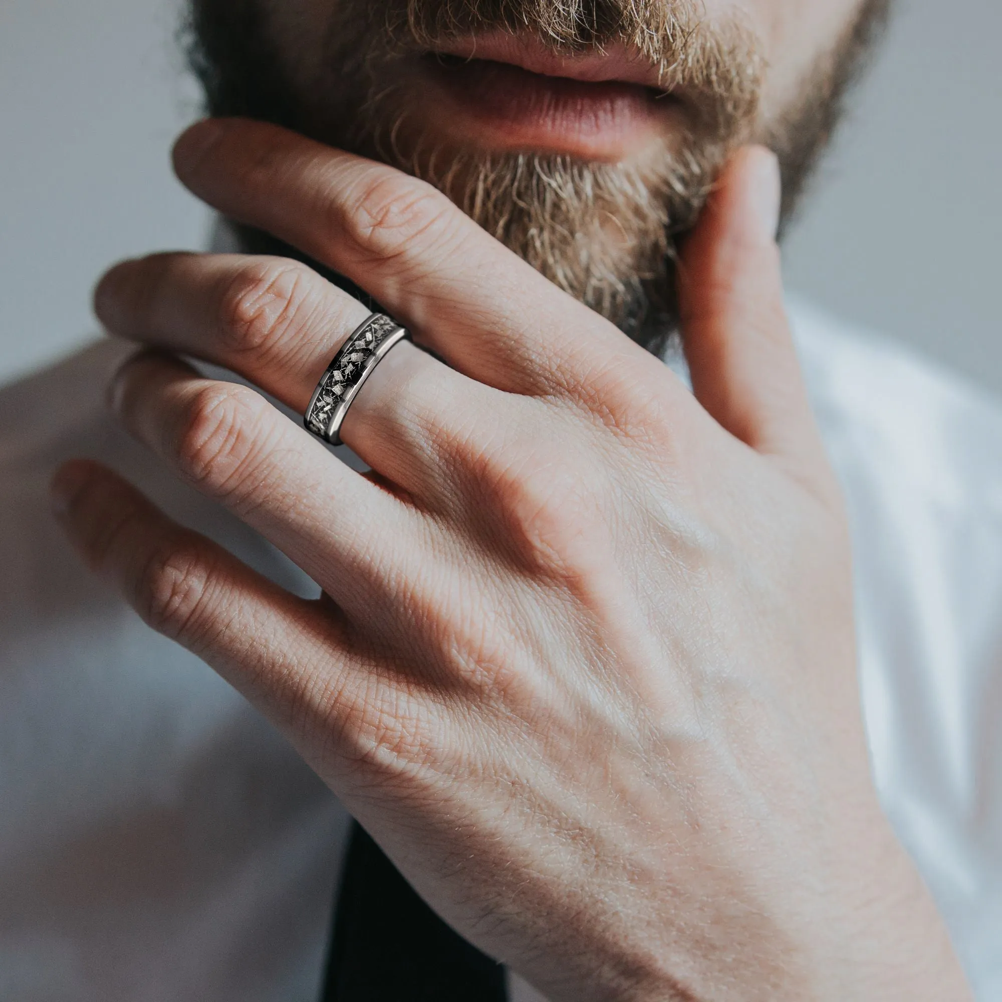 Natural Meteorite Band for Men | Unique Men’s Wedding Band
