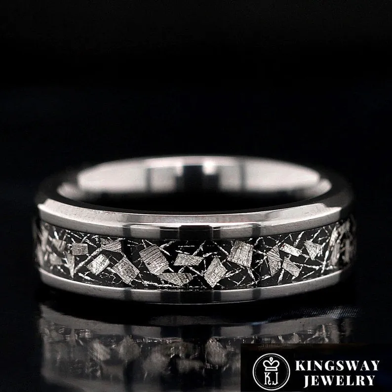 Natural Meteorite Band for Men | Unique Men’s Wedding Band