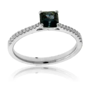 Natural No Heat Sapphire and Diamond Accented Ring
