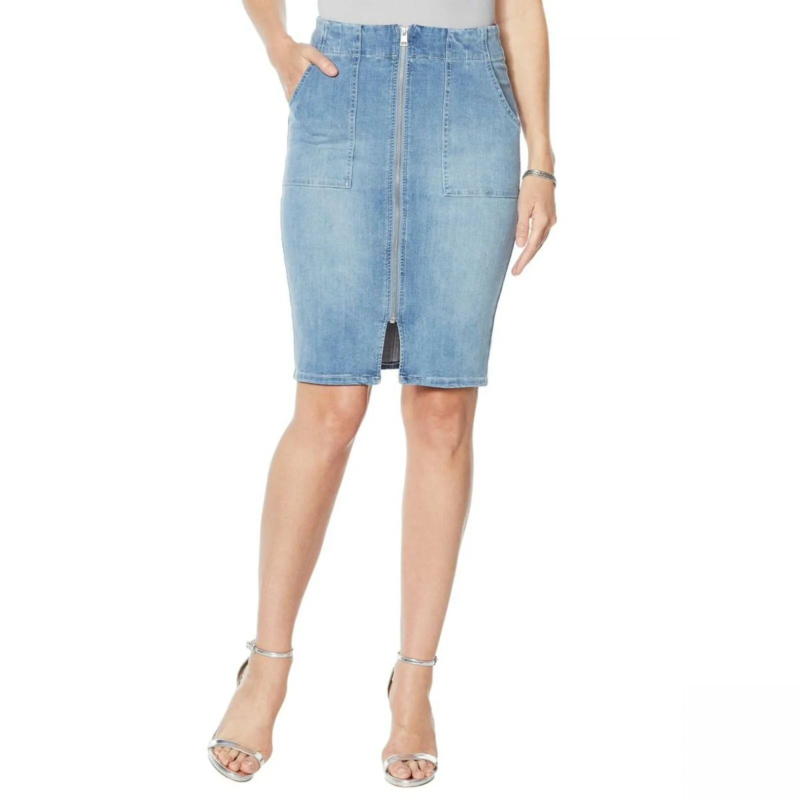 New G By Giuliana Womens Straight Zip-Front Denim Skirt. 693907 6