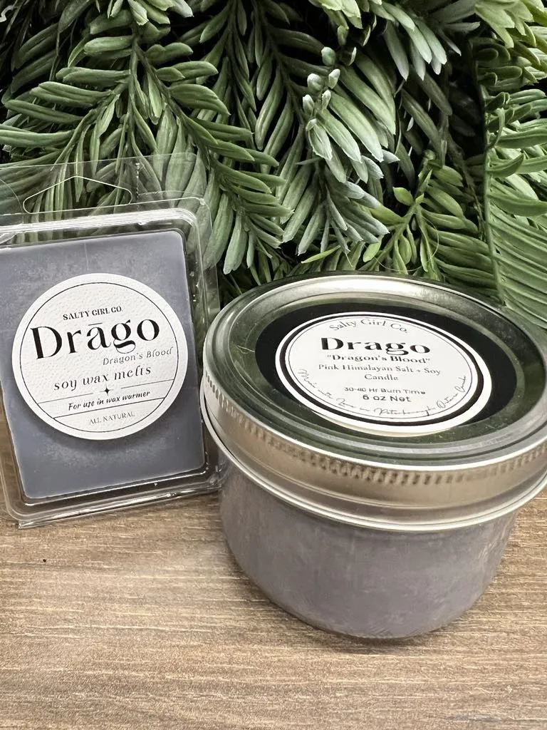 New Salty Girl Co. Drago "Dragon's Blood Scented" Soy Wax Melts & Scented Salt   Soy Wax Candle, 6 Oz Net 30-40 Hr Burn Time!