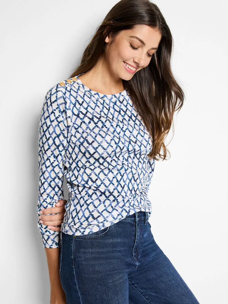 NIC ZOE Denim Diamonds Button Shirt