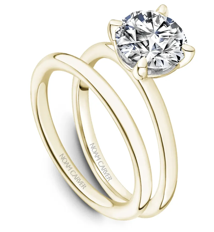 Noam Carver Bridal 14K Two Tone Yellow Gold Shank with White Gold Head Solitaire Engagement Ring
