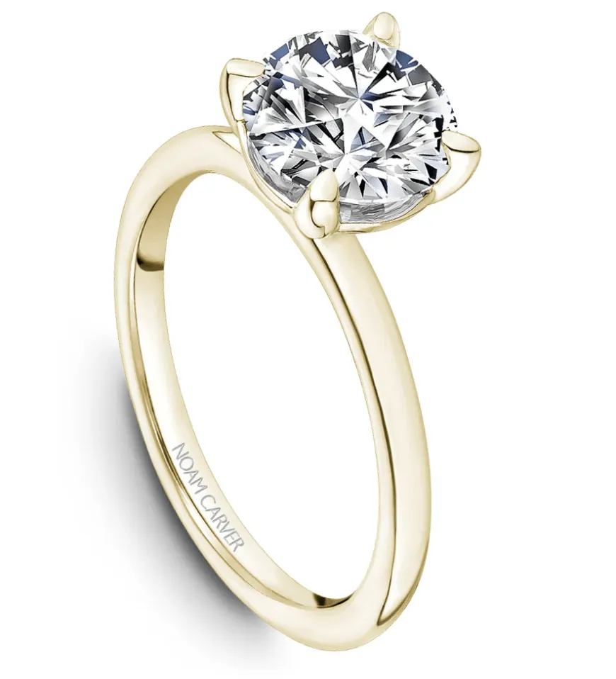 Noam Carver Bridal 14K Two Tone Yellow Gold Shank with White Gold Head Solitaire Engagement Ring
