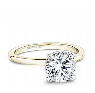 Noam Carver Bridal 14K Two Tone Yellow Gold Shank with White Gold Head Solitaire Engagement Ring