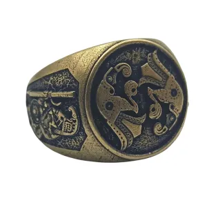 Norse ravens bronze ring