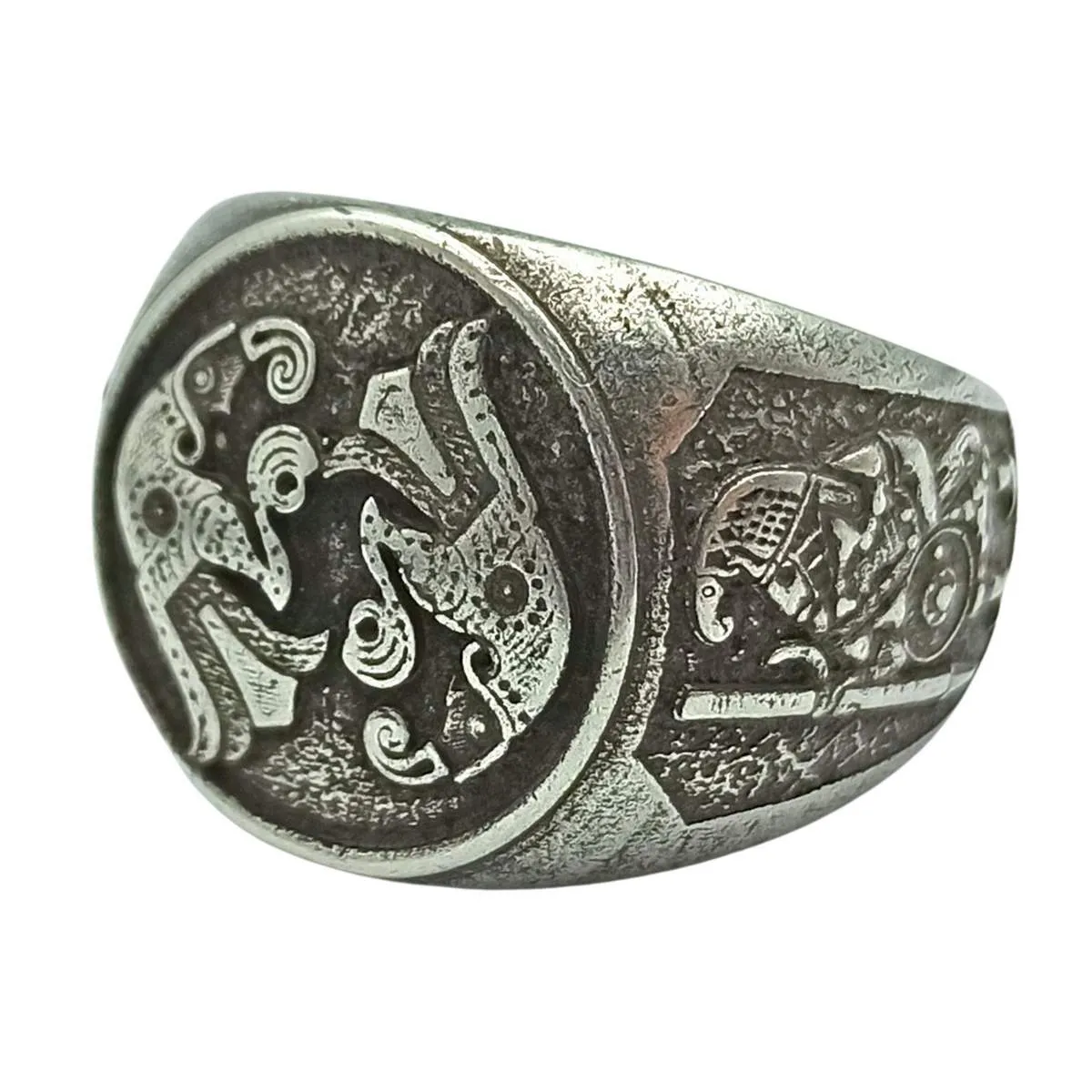 Norse ravens bronze ring