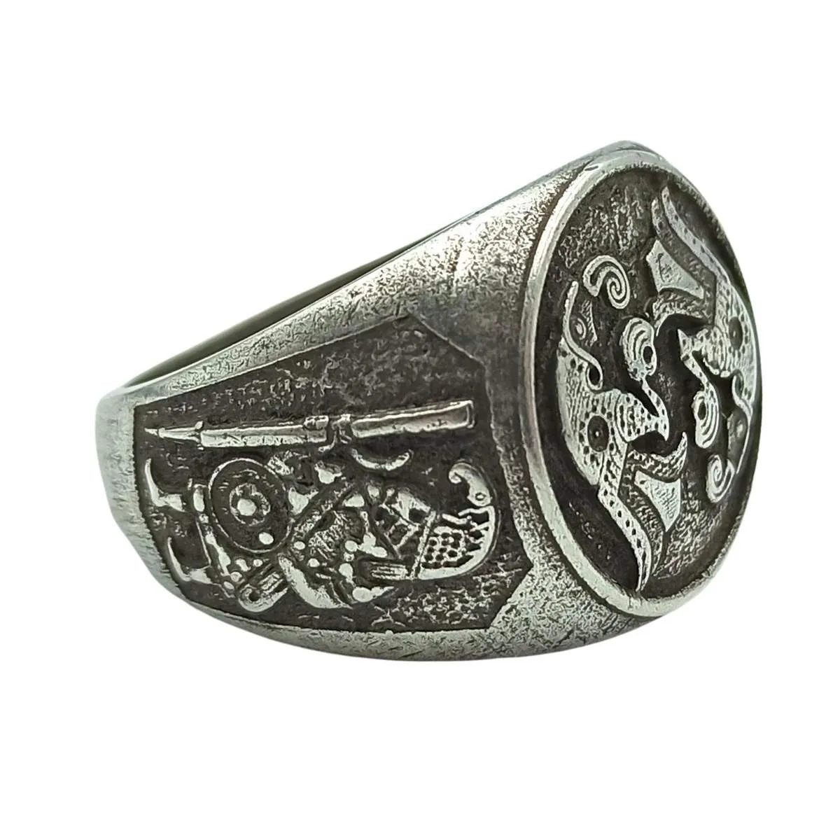 Norse ravens bronze ring