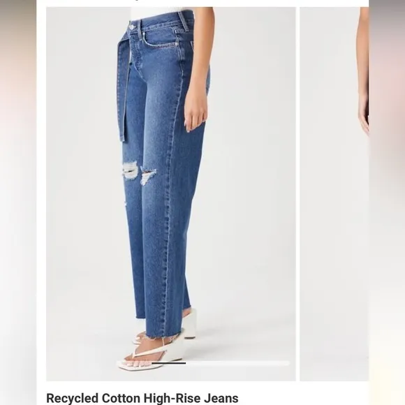 Nwt Forever 21 Premium High-Rise Distressed Ripped Jeans Size 29
