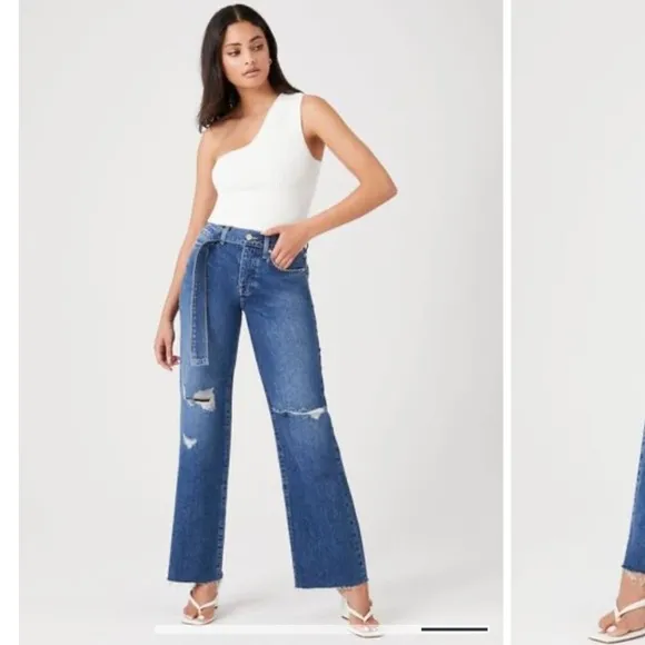 Nwt Forever 21 Premium High-Rise Distressed Ripped Jeans Size 29
