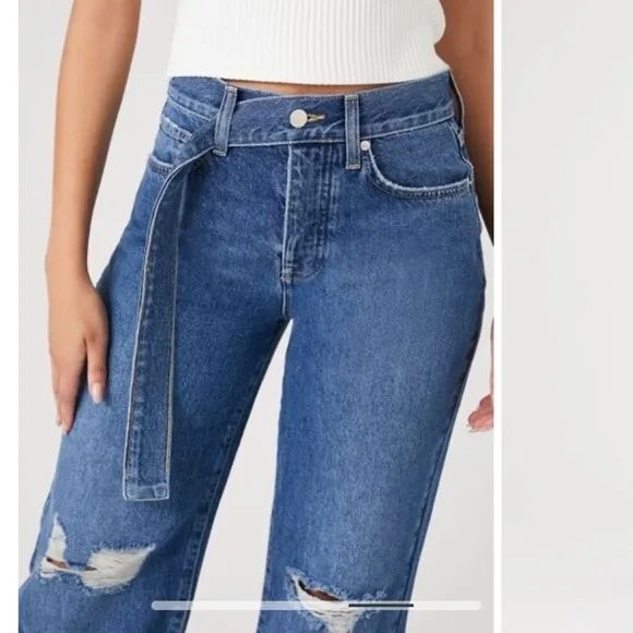 Nwt Forever 21 Premium High-Rise Distressed Ripped Jeans Size 29