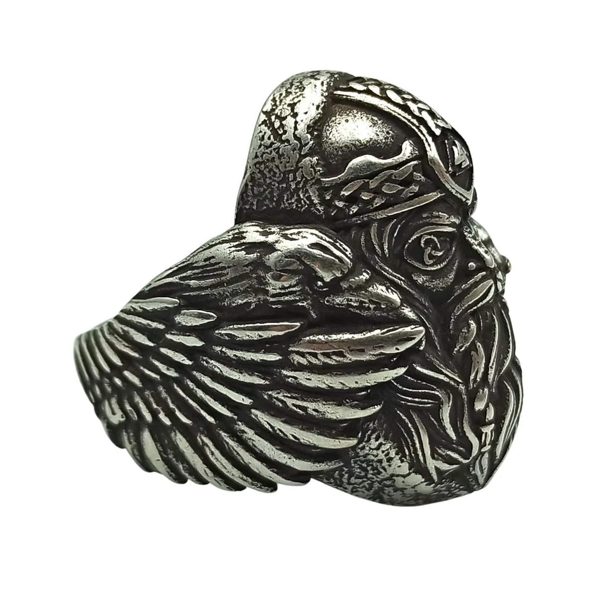 Odin with ravens bronze signet ring