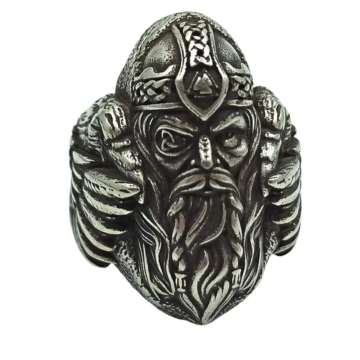 Odin with ravens bronze signet ring