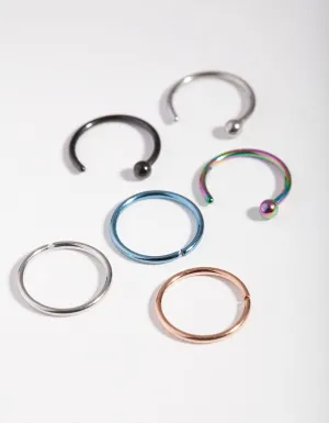 Open Ball Nose Ring 6-Pack