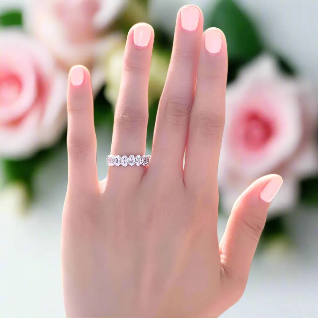 Oval Cut Diamond Eternity Wedding Ring Band Jewelry