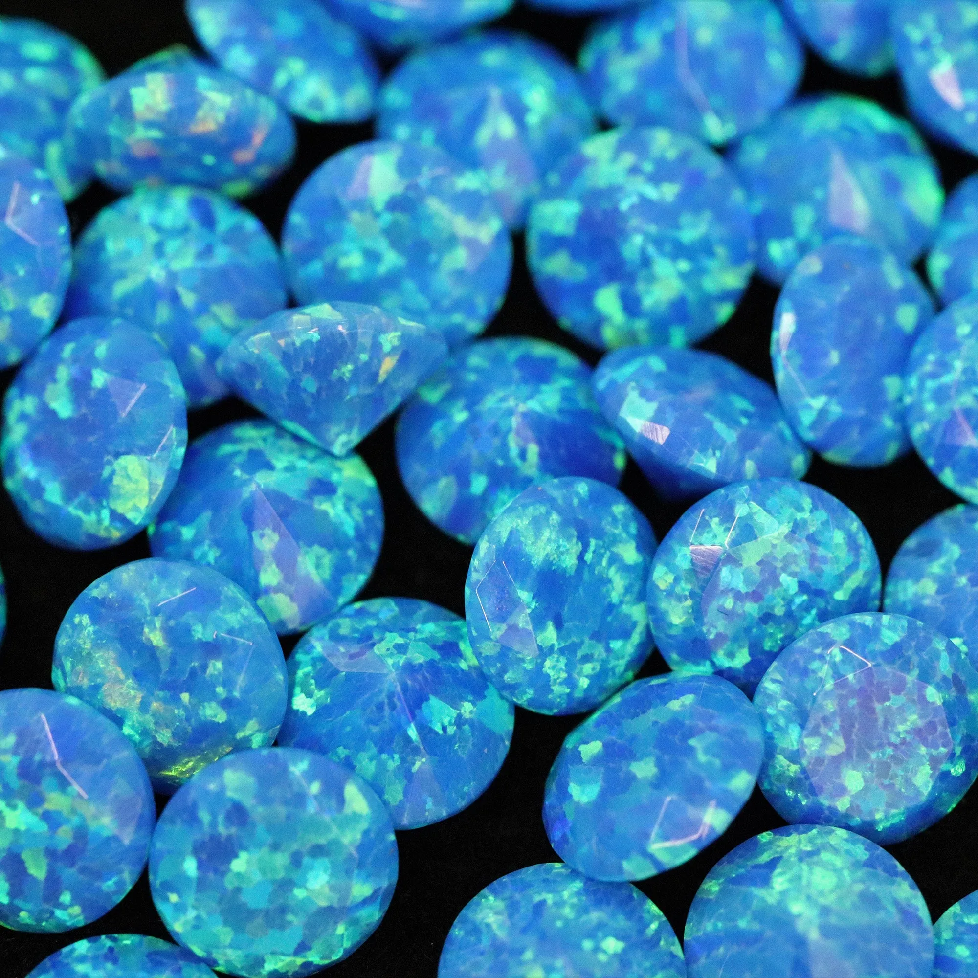 Pacific Sapphire Diamond Cut Faceted Opal Stones