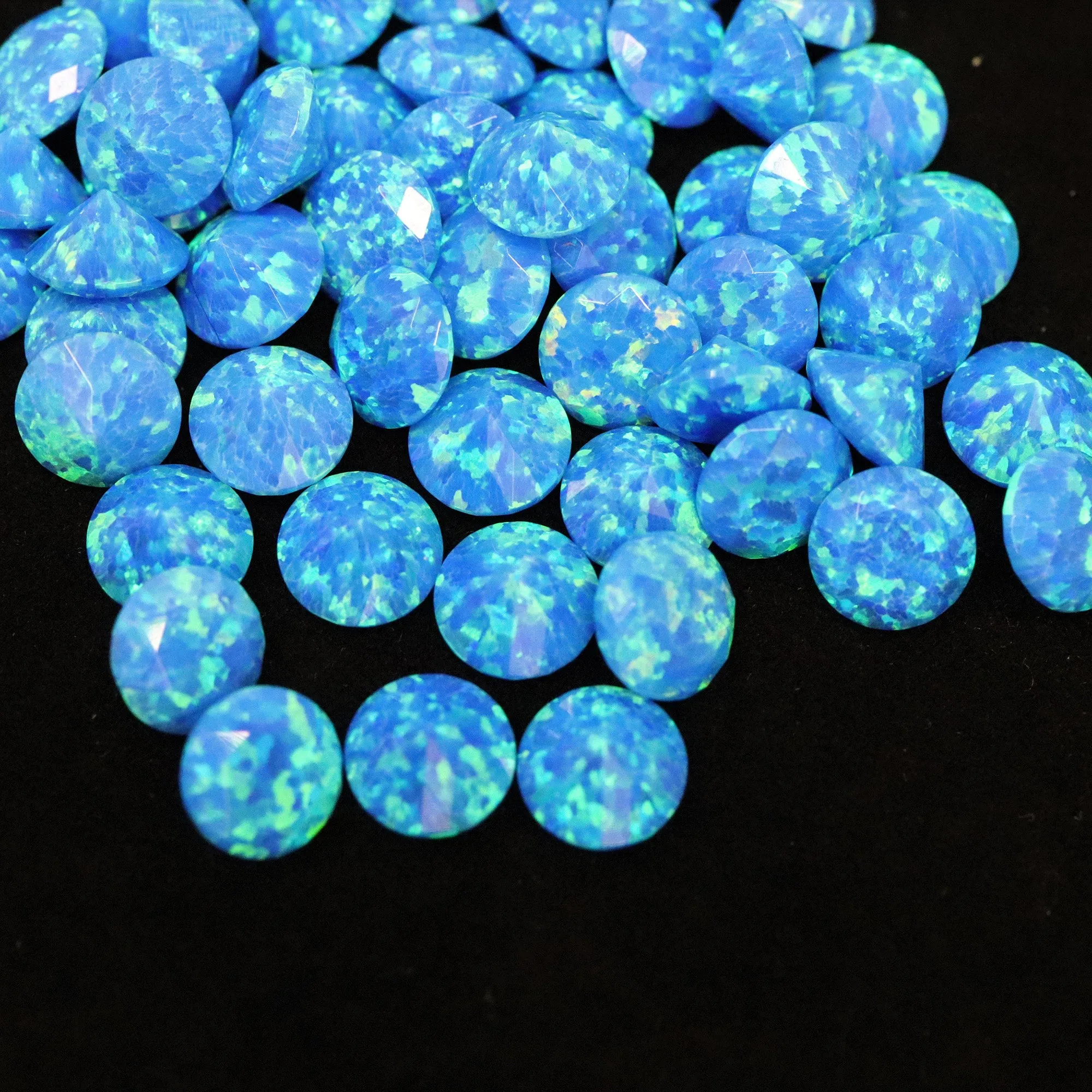 Pacific Sapphire Diamond Cut Faceted Opal Stones