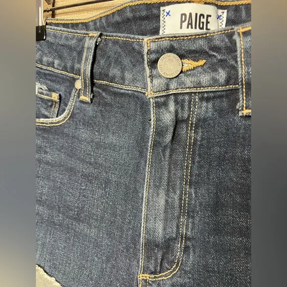 Paige Denim Margot Short 27 Destructed Denim Dark Wash Cutoffs High rise