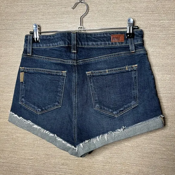 Paige Denim Margot Short 27 Destructed Denim Dark Wash Cutoffs High rise